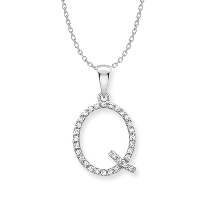 Beards Diamond Initial Pendant "Q" 9ct White Gold