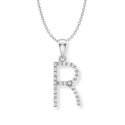Beards Diamond Initial Pendant "R" 9ct White Gold