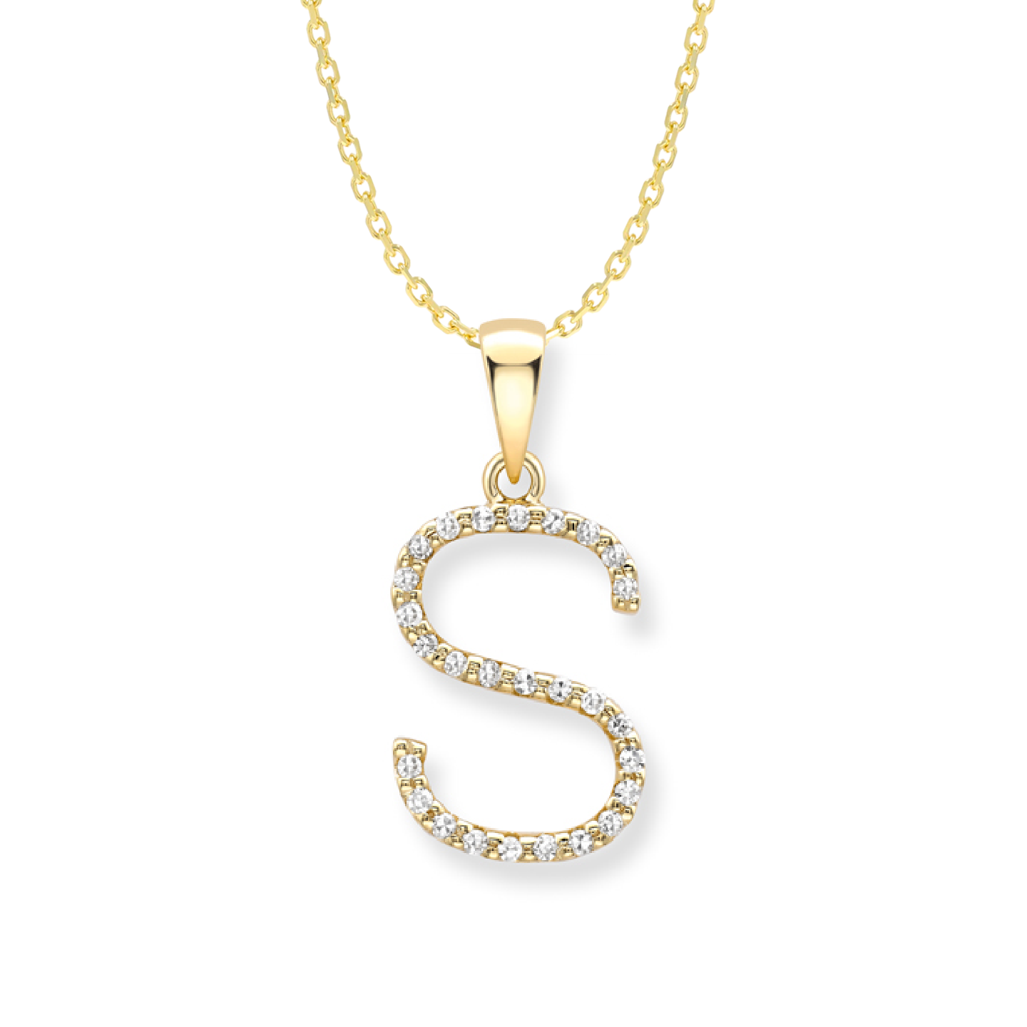 Beards Diamond Initial Pendant "S" 18ct Yellow Gold