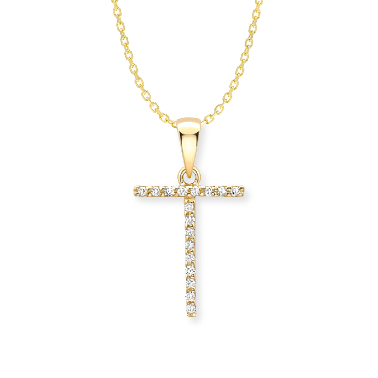 Beards Diamond Initial Pendant "T" 18ct Yellow Gold