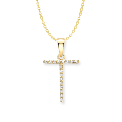 Beards Diamond Initial Pendant "T" 18ct Yellow Gold