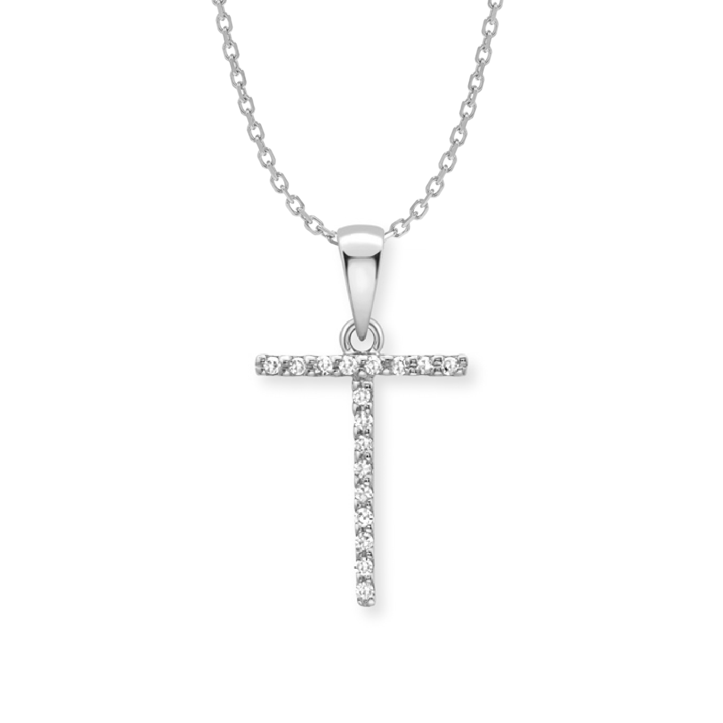 Beards Diamond Initial Pendant "T" 9ct White Gold