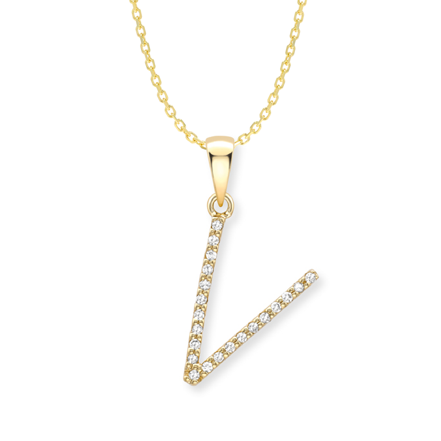Beards Diamond Initial Pendant "V" 18ct Yellow Gold