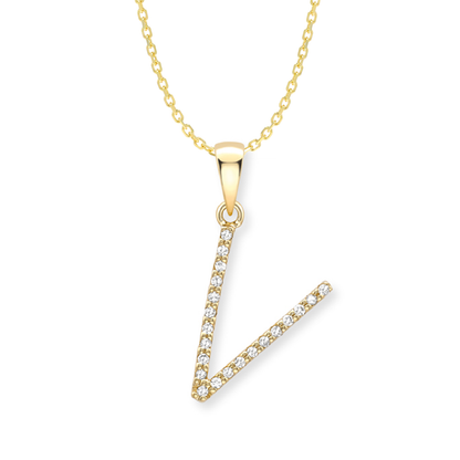 Beards Diamond Initial Pendant "V" 18ct Yellow Gold