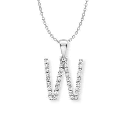Beards Diamond Initial Pendant "W" 9ct White Gold
