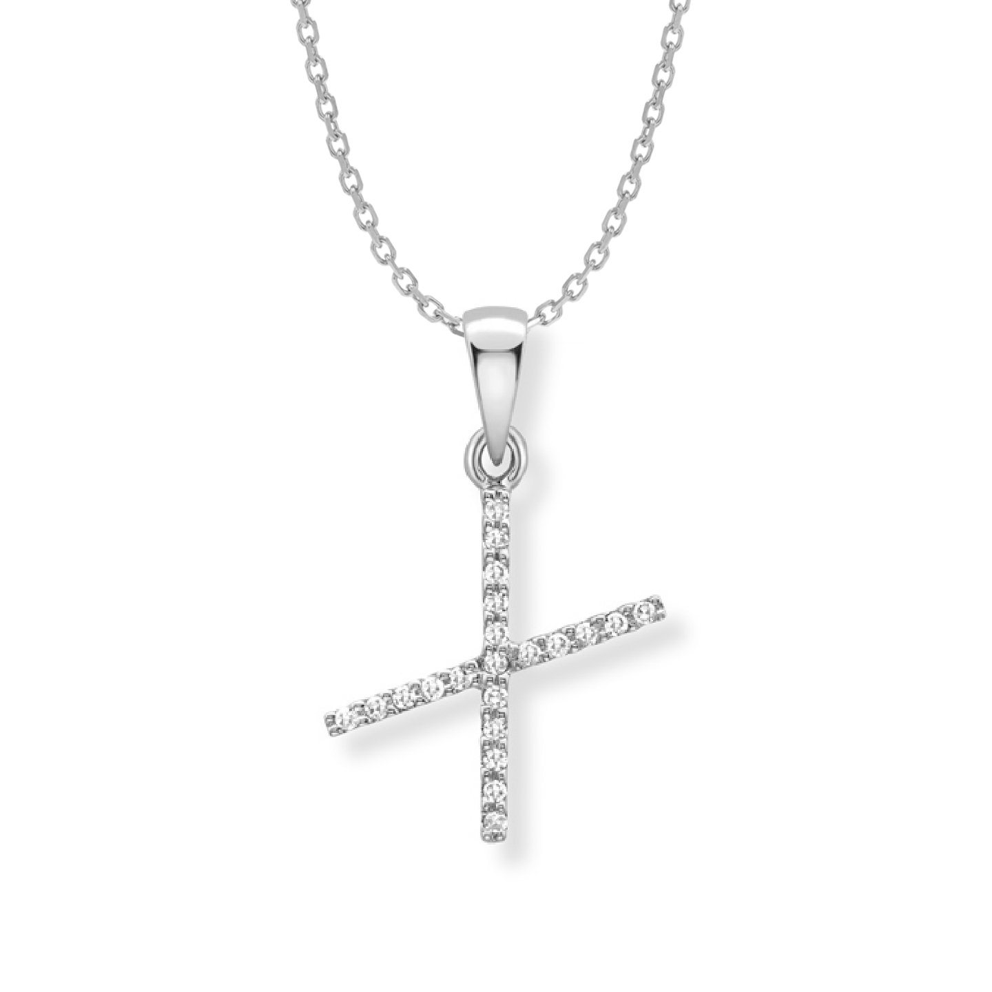 Beards Diamond Initial Pendant "X" 9ct White Gold