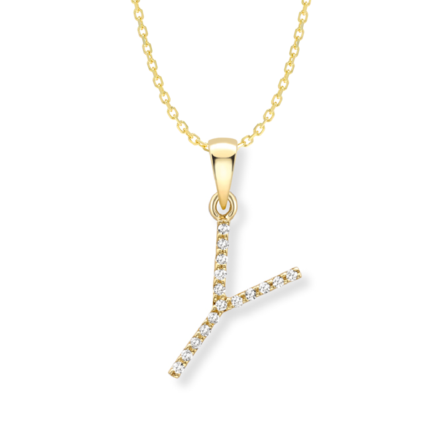 Beards Diamond Initial Pendant "Y" 18ct Yellow Gold