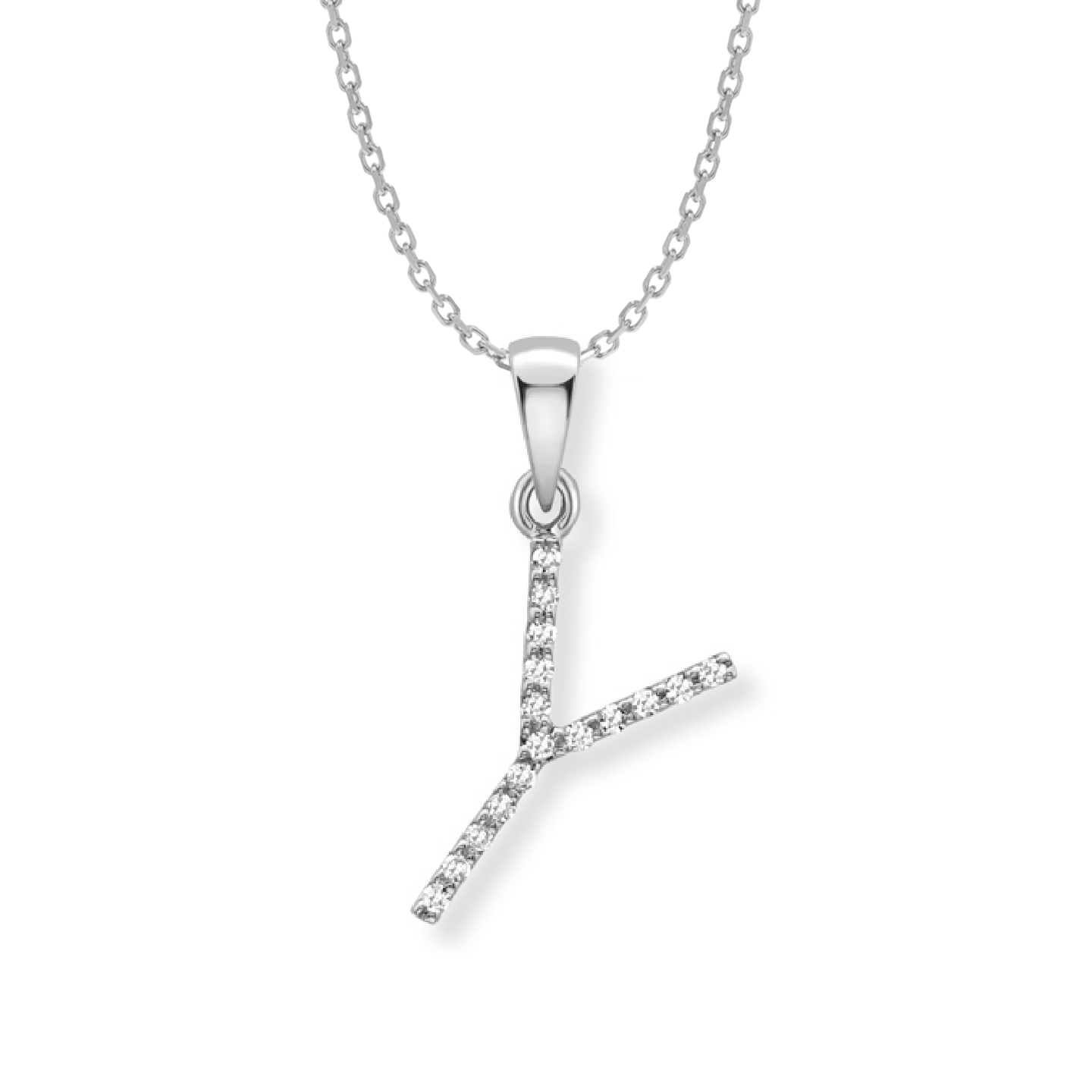 Beards Diamond Initial Pendant "Y" 9ct White Gold