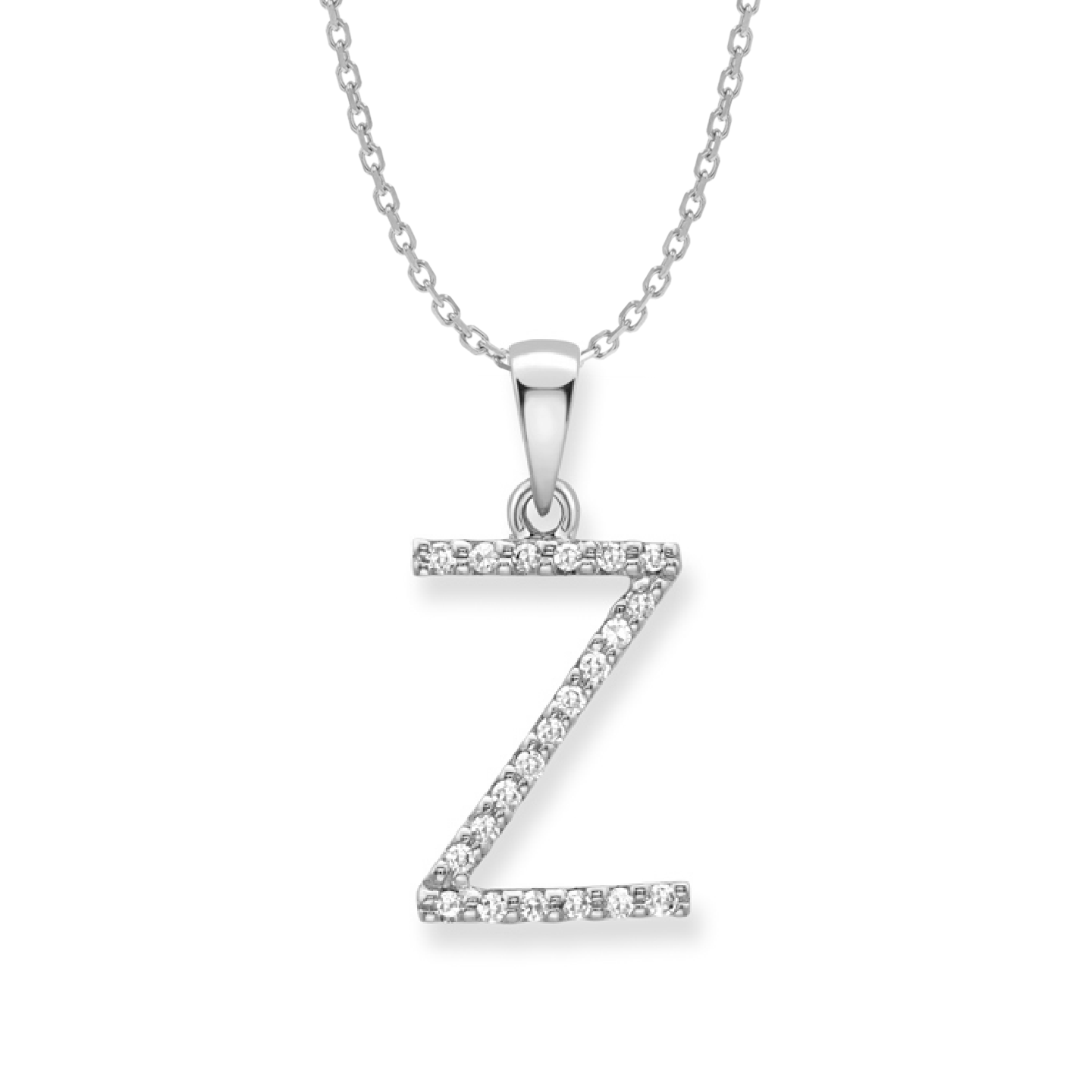 Beards Diamond Initial Pendant "Z" 9ct White Gold