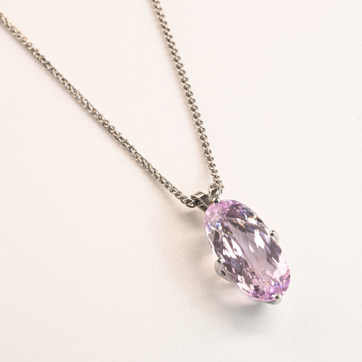 Beards Platinum Kunzite Pendant and Chain