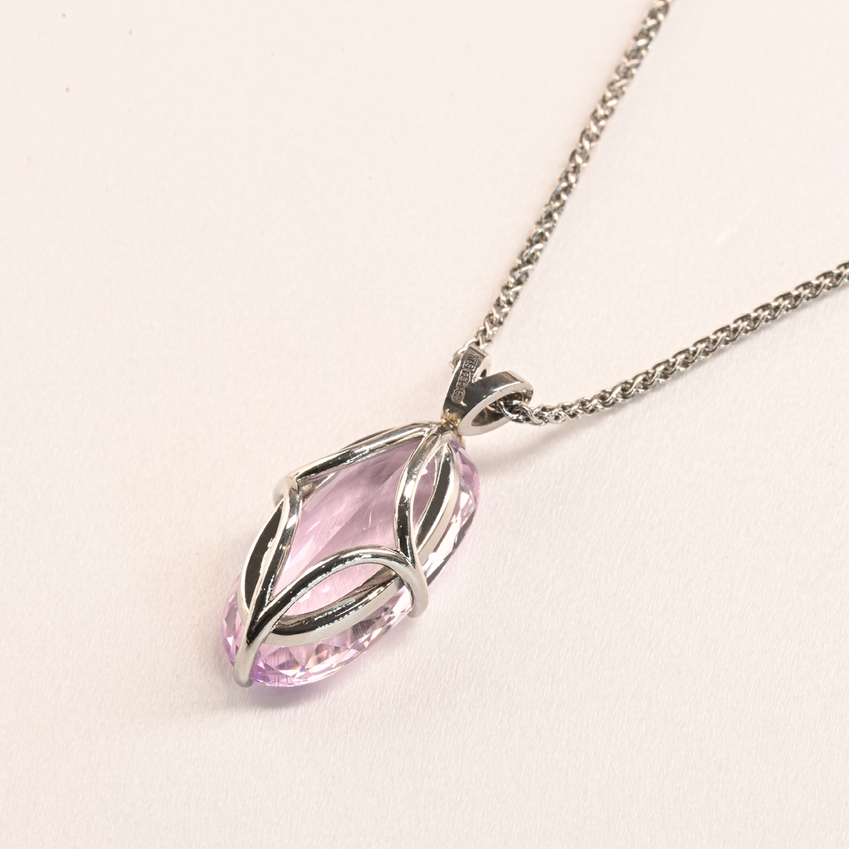 Beards Platinum Kunzite Pendant and Chain