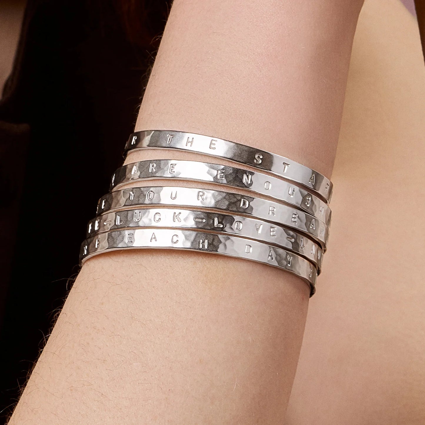 DOWER & HALL 'Aim for the Stars' Hand Stamped Bangle NBG52-S