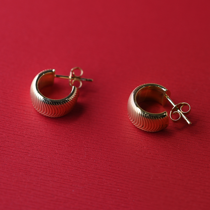 Beards Fine Wave 3/4 Hoops Yellow Gold EA273