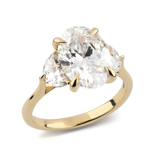 Beards 18kt Yellow Gold Lab-Grown Pear & Half Moon Trilogy Ring