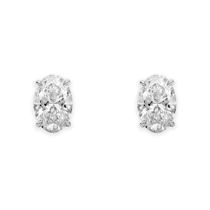 Beards 18k White Gold Lab-Grown Oval Diamond Earstuds