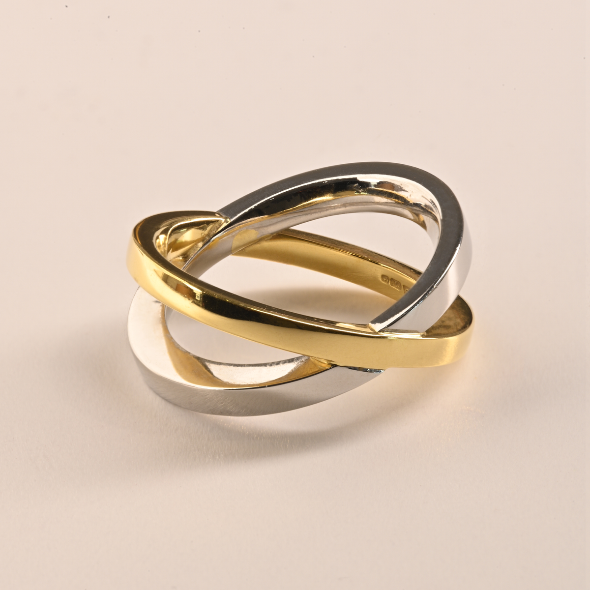 Beards 18ct Yellow Gold and Platinum Crossover Ring