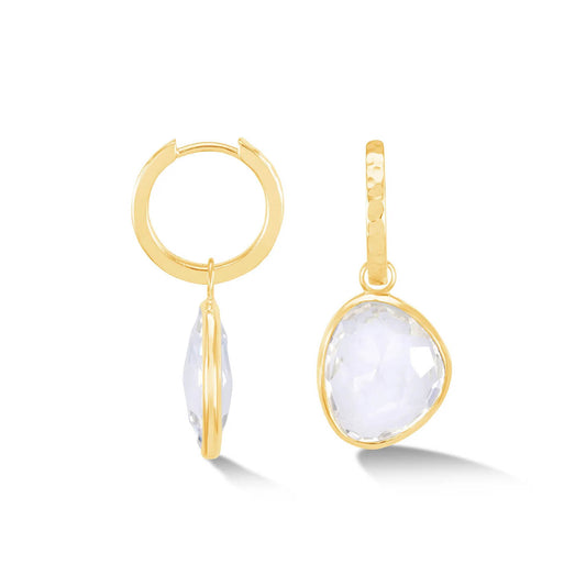 Dower & Hall Rock Crystal Pebble Huggie Hoops PEBE14-V-ROCK