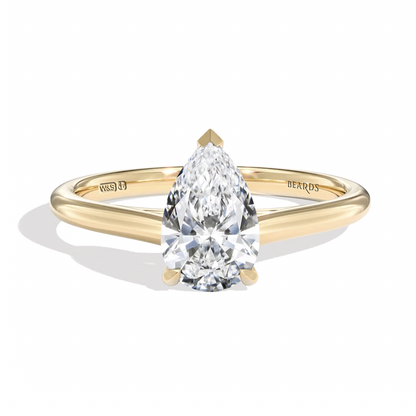 Classic Three Claw Pear Cut Yellow Gold