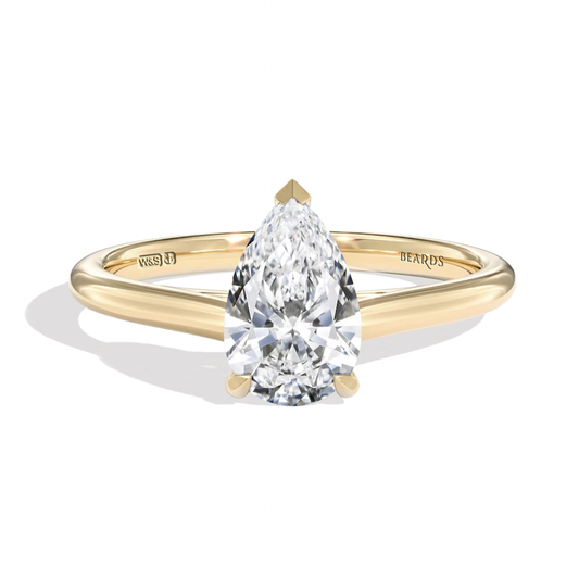Classic Three Claw Pear Cut Yellow Gold