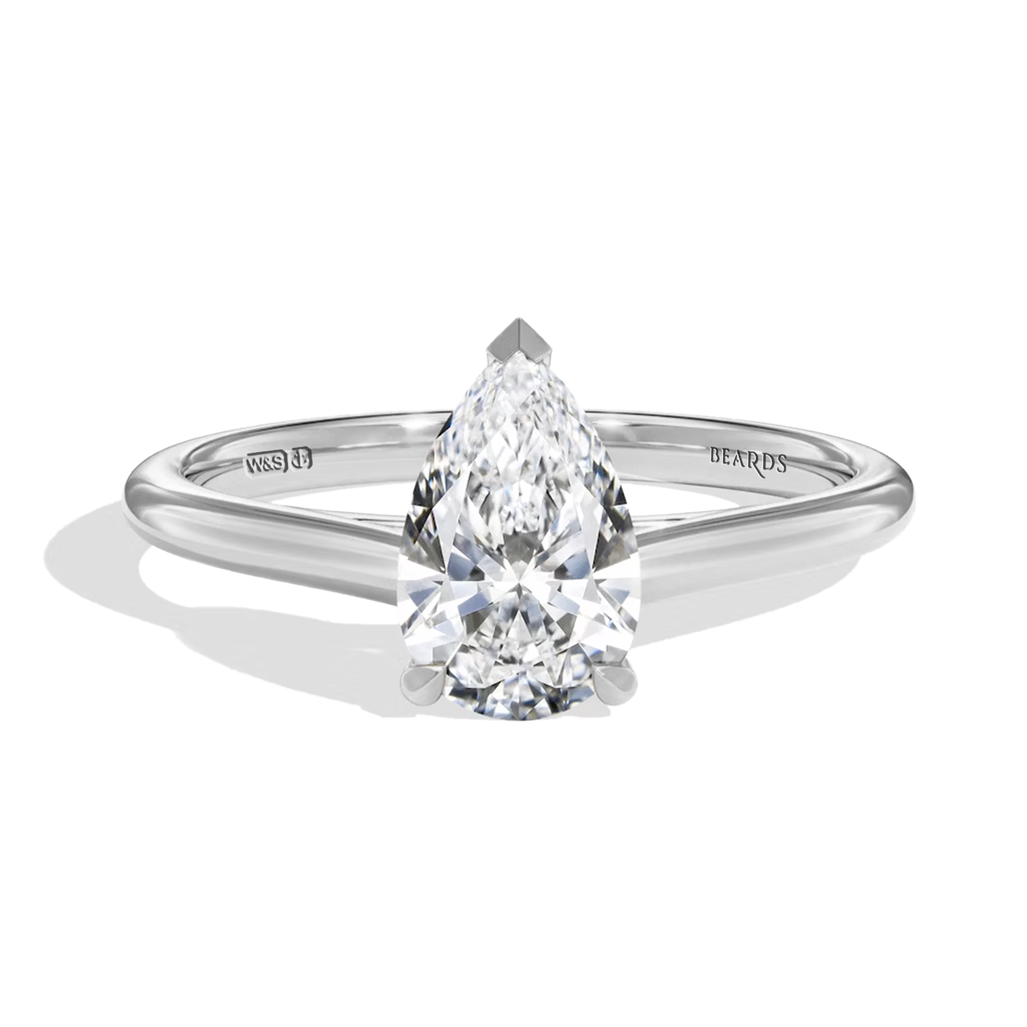 Classic Three Claw Pear Cut Platinum