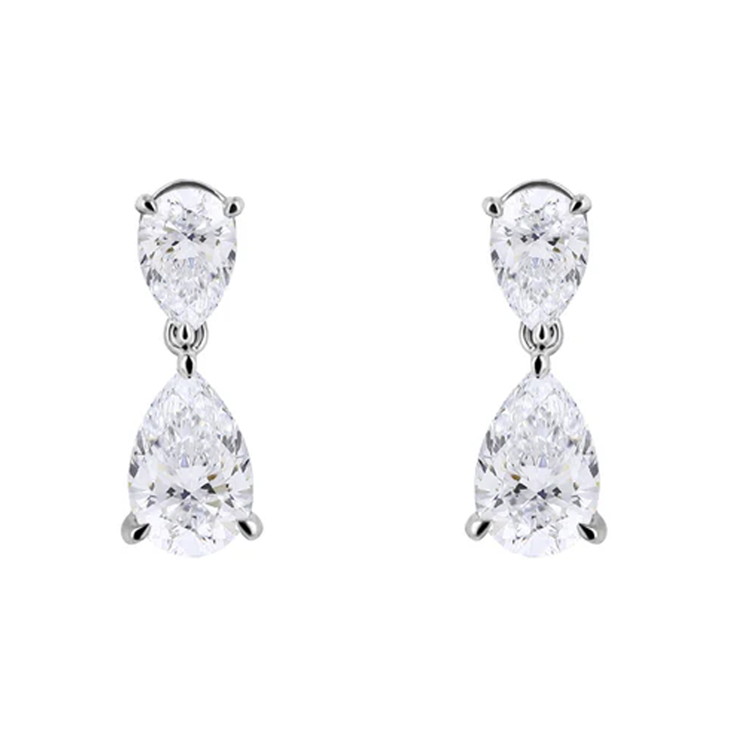 Beards 18k White Gold Pear Cut Lab-Grown Drops