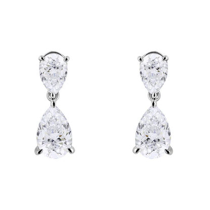 Beards 18k White Gold Pear Cut Lab-Grown Drops
