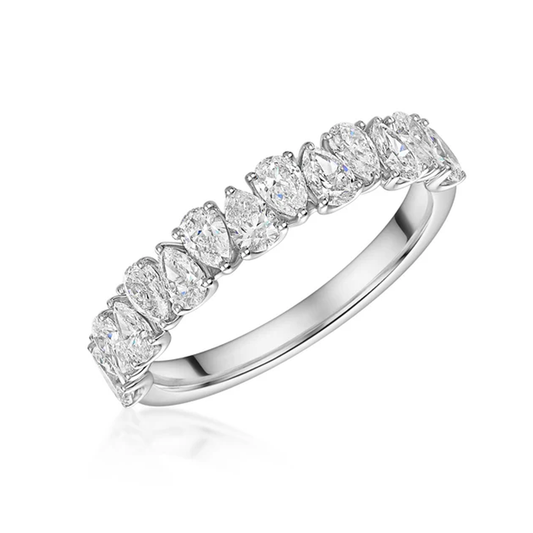 Beards Platinum Pear Cut Lab-Grown Half Eternity Ring