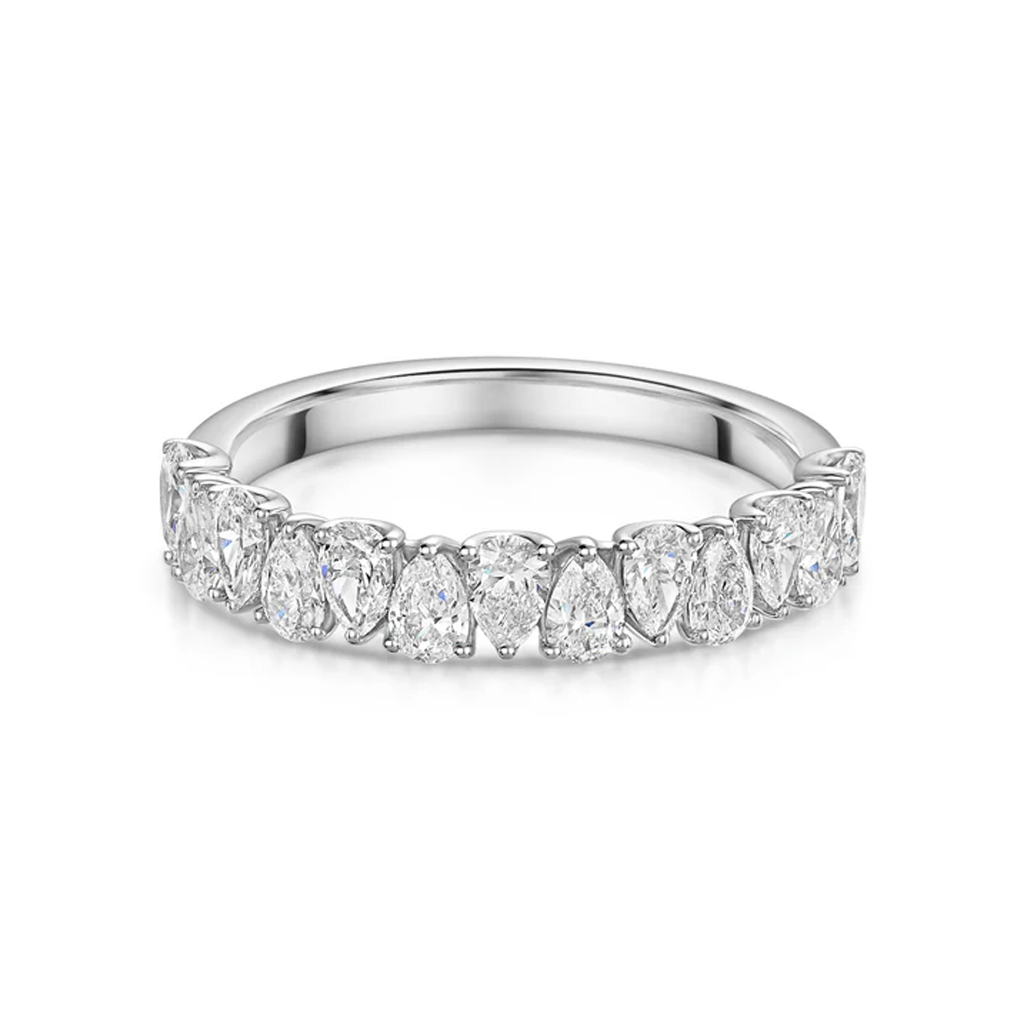 Beards Platinum Pear Cut Lab-Grown Half Eternity Ring