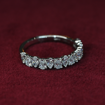 Beards Platinum Pear Cut Lab-Grown Half Eternity Ring