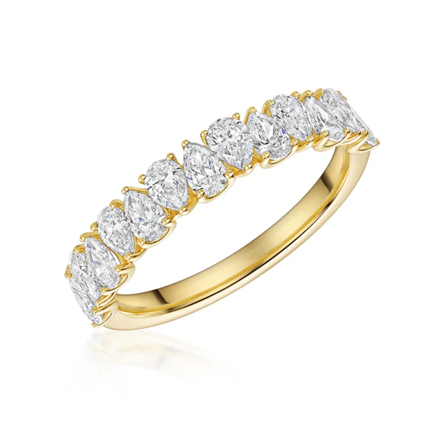 Beards 18k Yellow Gold Pear Cut Lab-Grown Half Eternity Ring