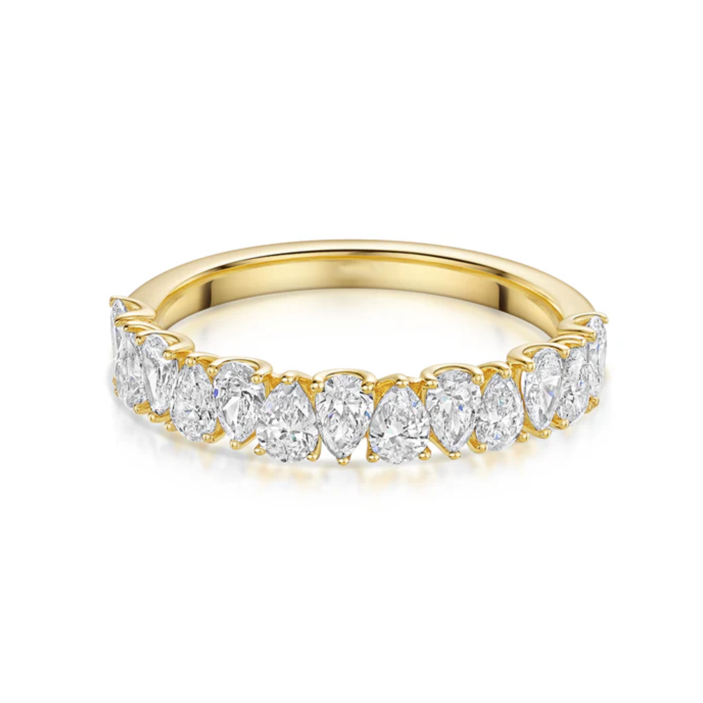 Beards 18k Yellow Gold Pear Cut Lab-Grown Half Eternity Ring