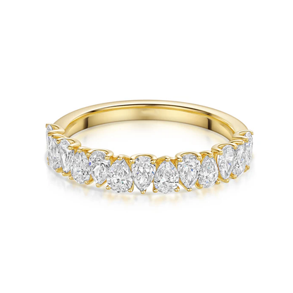 Beards 18k Yellow Gold Pear Cut Lab-Grown Half Eternity Ring