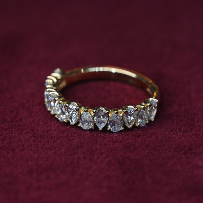Beards 18k Yellow Gold Pear Cut Lab-Grown Half Eternity Ring