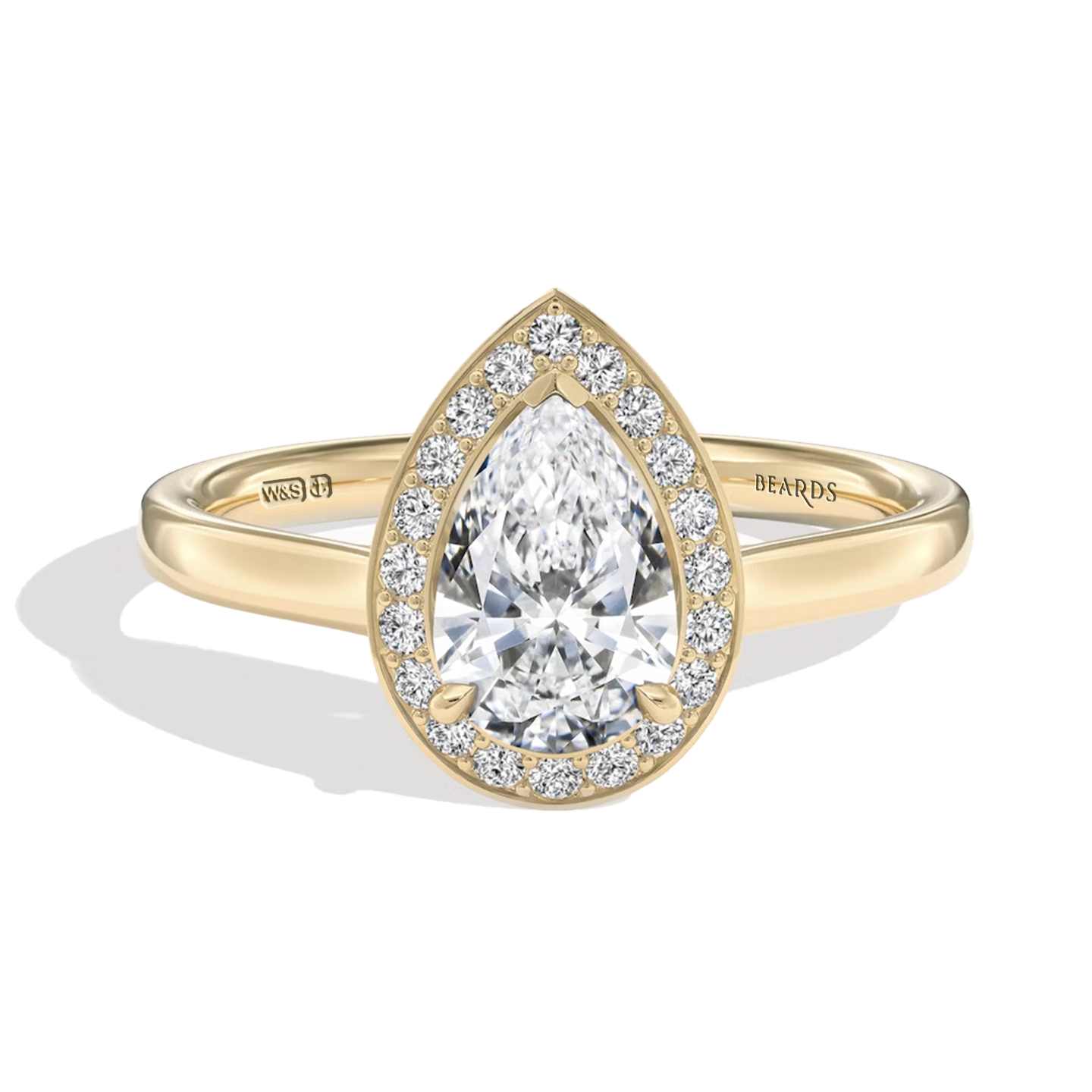 Classic Pear Cut Halo Yellow Gold
