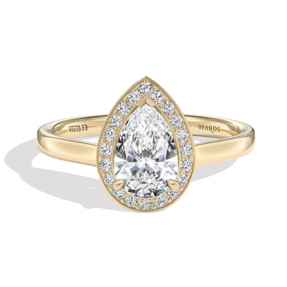 Classic Pear Cut Halo Yellow Gold