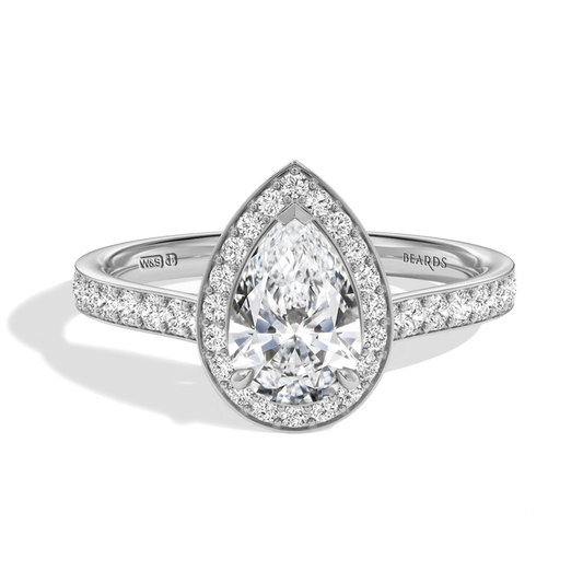 Classic Pear Cut Halo Platinum Pavé