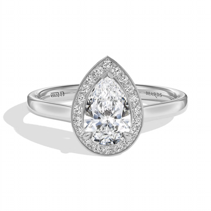 Classic Pear Cut Halo Platinum