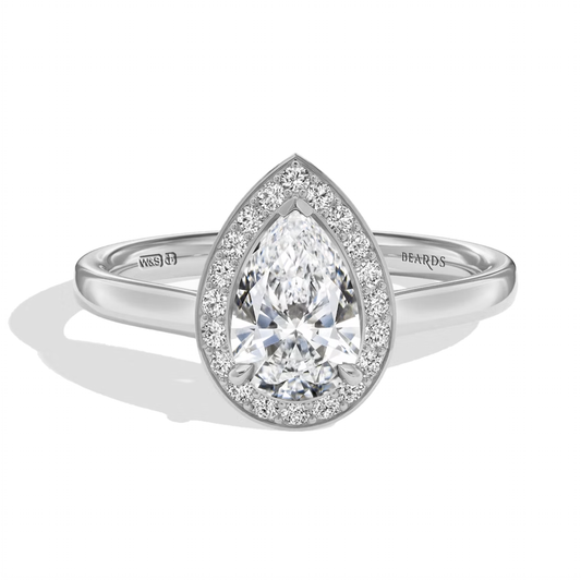 Classic Pear Cut Halo Platinum