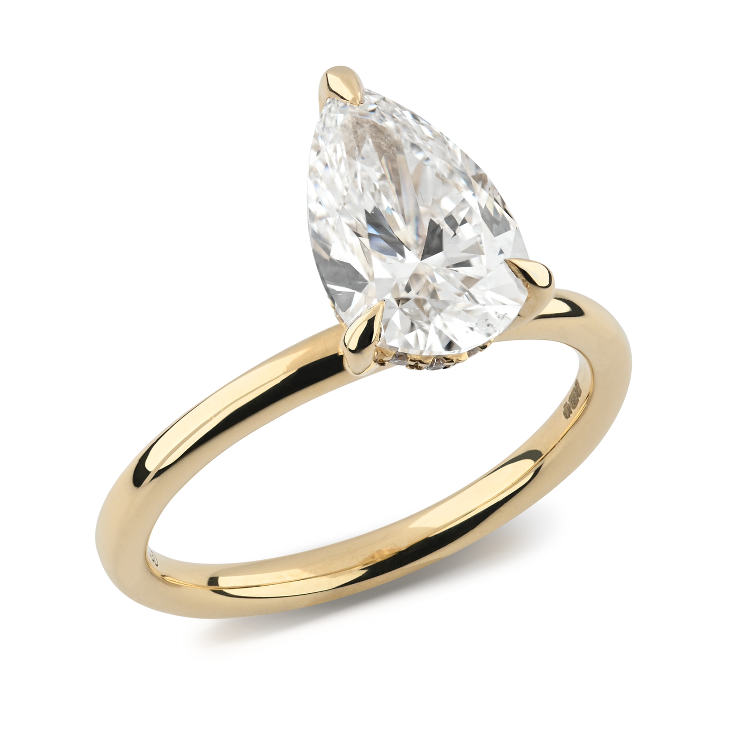 Beards 18kt Yellow Gold Lab-Grown Pear Cut Solitaire Ring