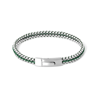Tateossian Tris Button Bracelet Green Medium