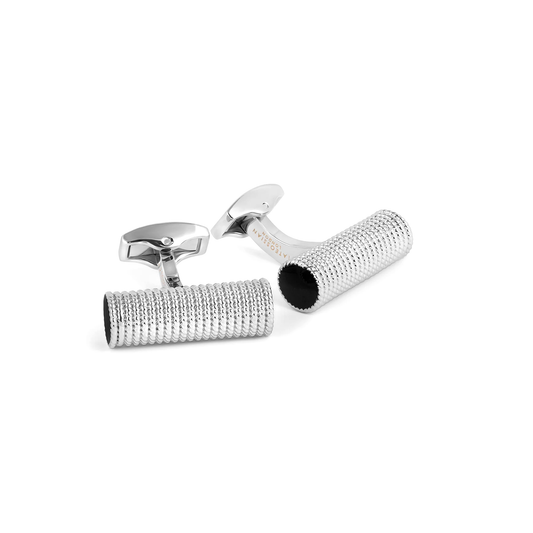 Tateossian Cable Rope Cufflinks Black Enamel