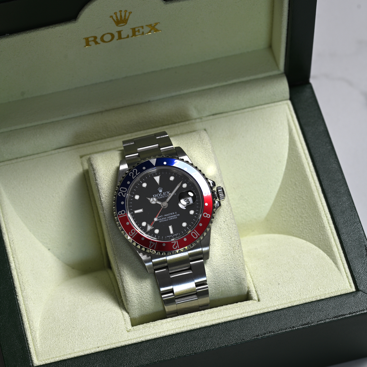 Pre-Owned Rolex GMT Master II "Stick Dial” Coke/Pepsi 16710B