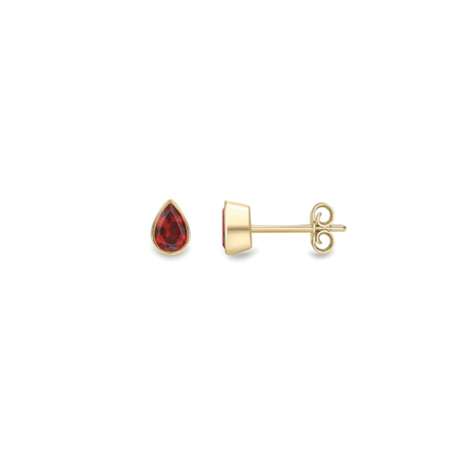 Beards 9ct Yellow Gold Pear Drop Garnet Studs SE642