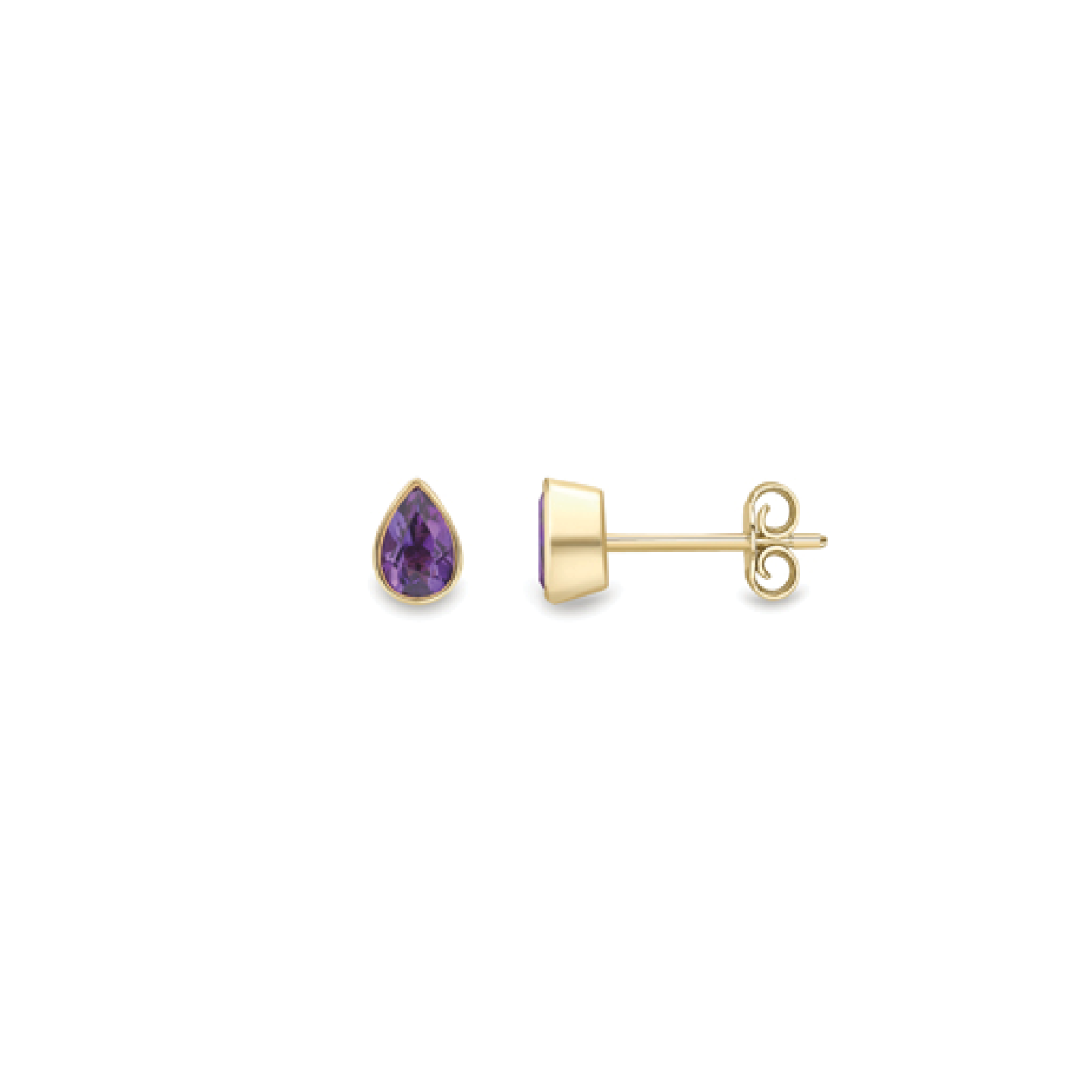 Beards 9ct Yellow Gold Pear Drop Amethyst Studs SE643
