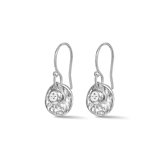DOWER & HALL Hammered Disc & White Sapphire Array Earrings TWE20-S-WSAPP
