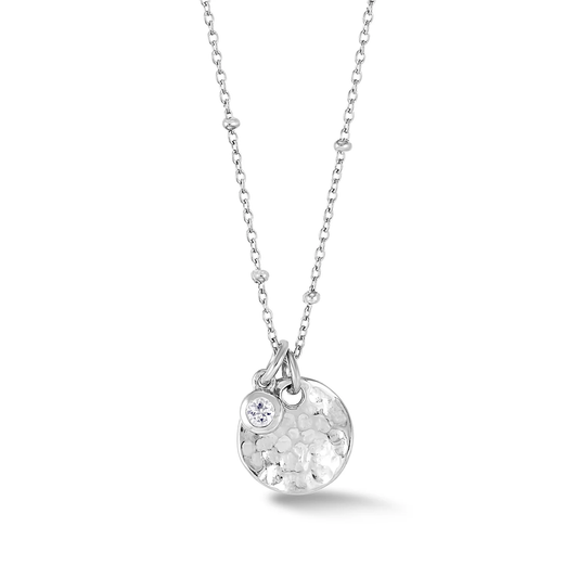 DOWER & HALL Hammered Disc & White Sapphire Array Necklace T