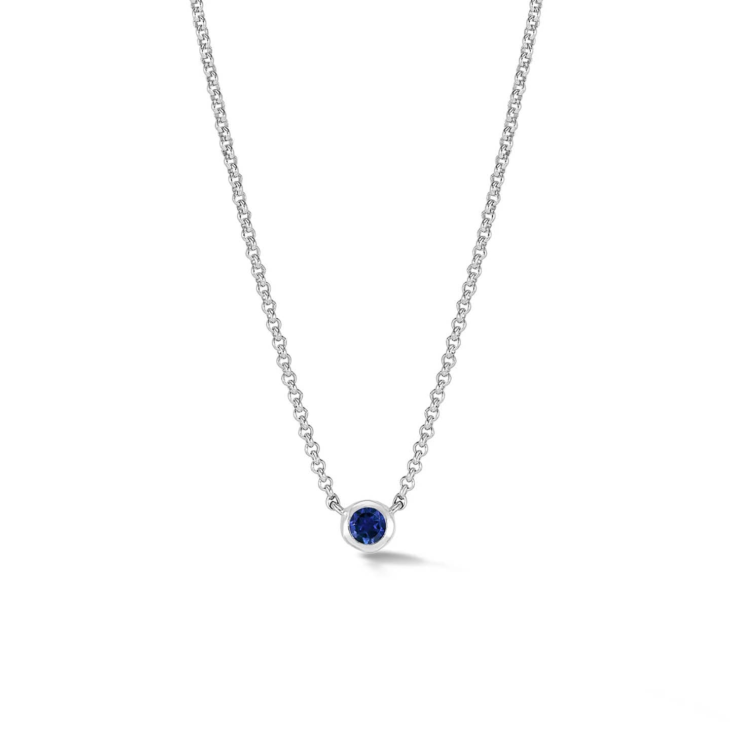 Dower & Hall Sapphire Round Dewdrop Necklace TWP4-S-BSAPP-18