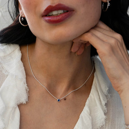 Dower & Hall Sapphire Round Dewdrop Necklace TWP4-S-BSAPP-18