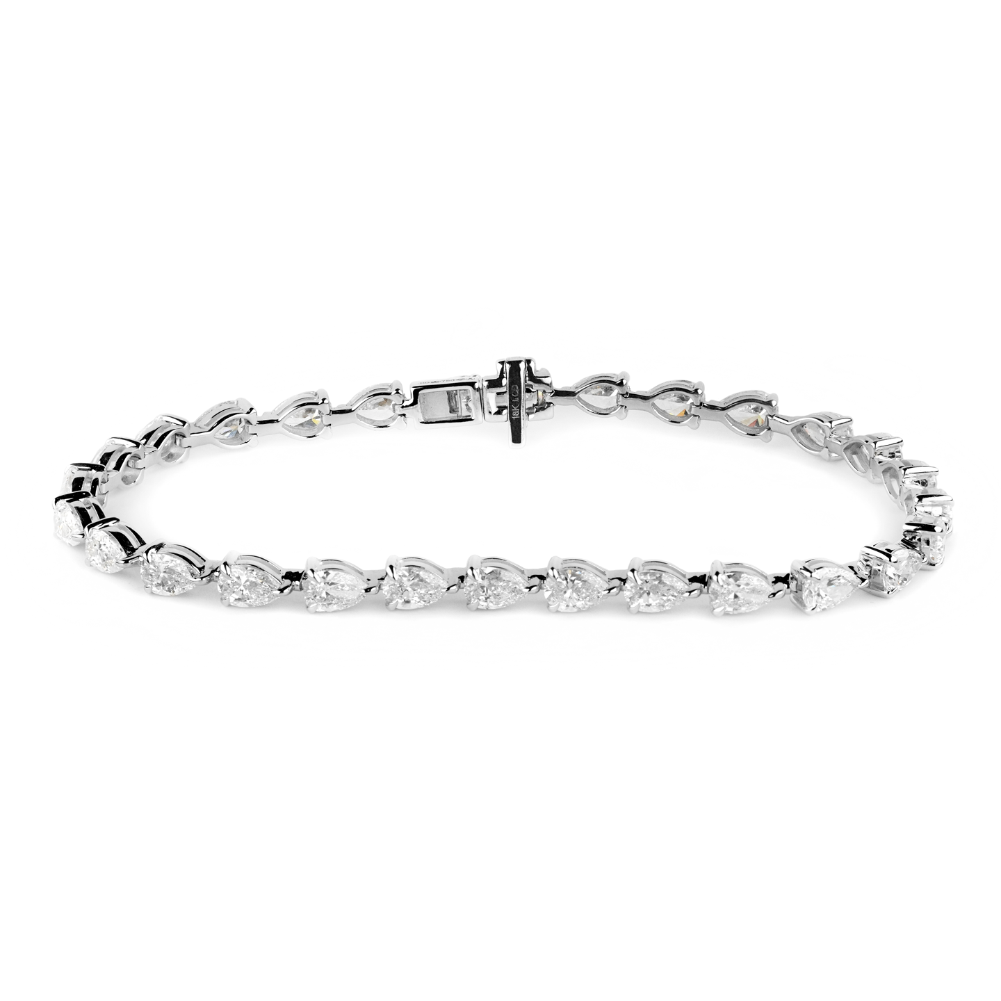 Beards 18k White Gold Lab Grown Diamond Pear Cut Tennis Brac