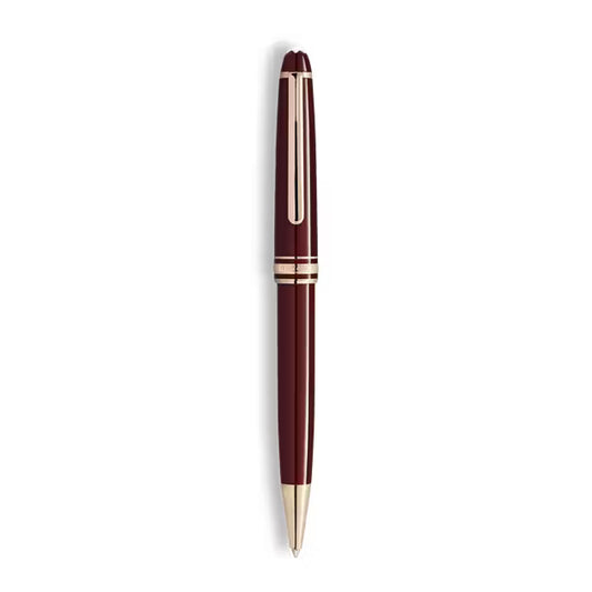 Maroon pen with gold accents on a white background
